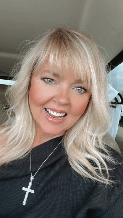 18K White Gold Filled Cross Pendant Necklace