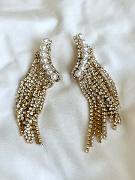 NEW!! Crystal & Pearl Statement Earring