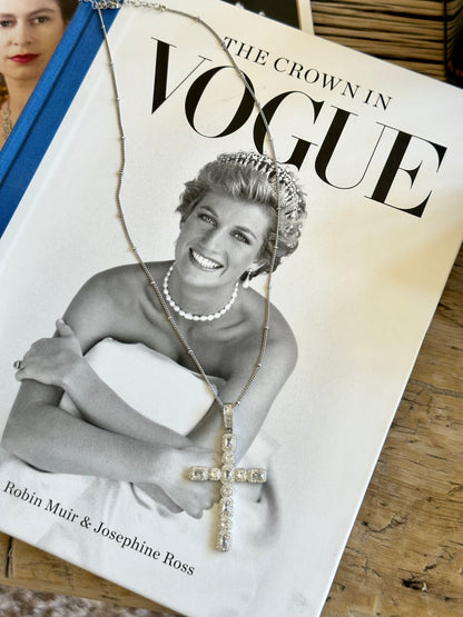 18K White Gold Filled Cross Pendant Necklace