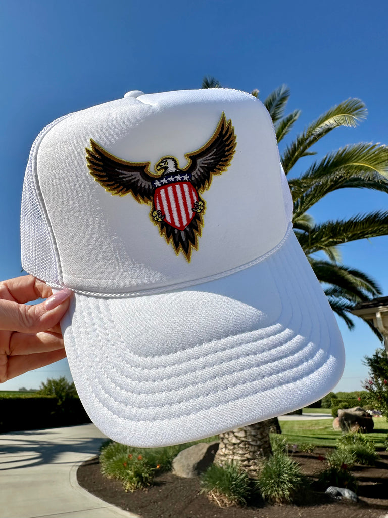 The Ascot Eagle Trucker Hat in White