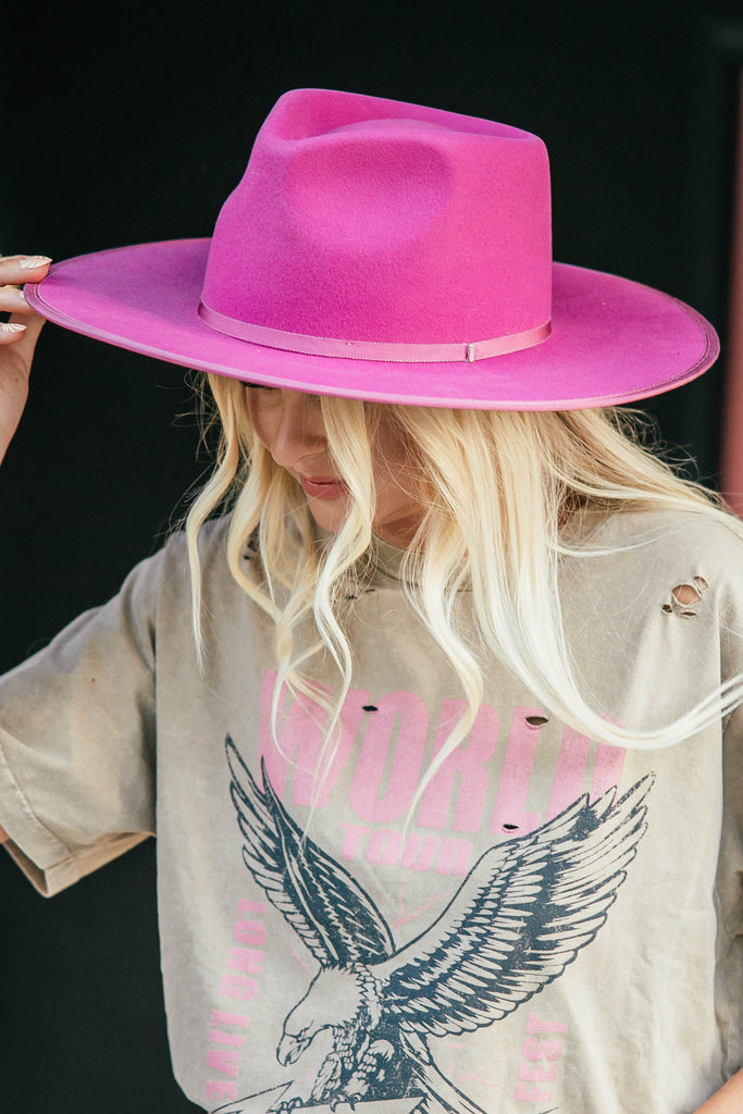 NEW!! The "Billie" Wool Panama Hat in Pink