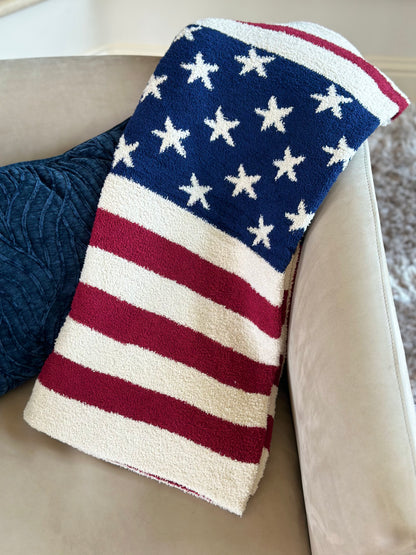 NEW!! Comfy Luxe "American Flag" Reversible Throw Blanket