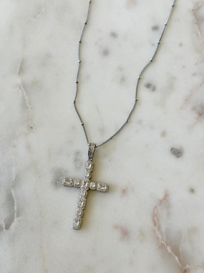 18K White Gold Filled Cross Pendant Necklace
