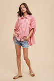 BEST SELLER!! Jordan Striped Button Down Top in Melon