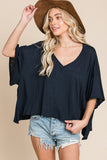 Kaylee V-Neck Tee in Navy