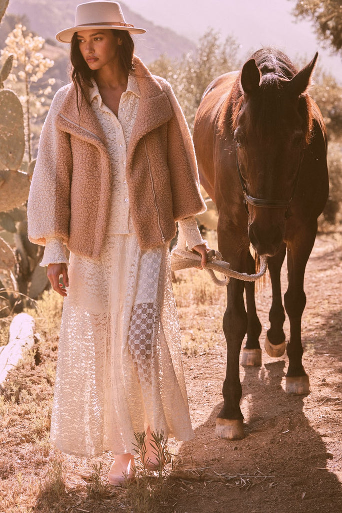 NEW!! The Kelsea Flowy Lace Maxi Skirt in Cream