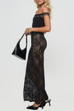 AS SEEN ON ELLA LANGLEY!! The Lainey Black Lace Maxi Skirt w/out Liner