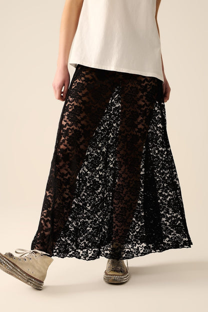 NEW!! Flowy Black Lace Maxi Skirt