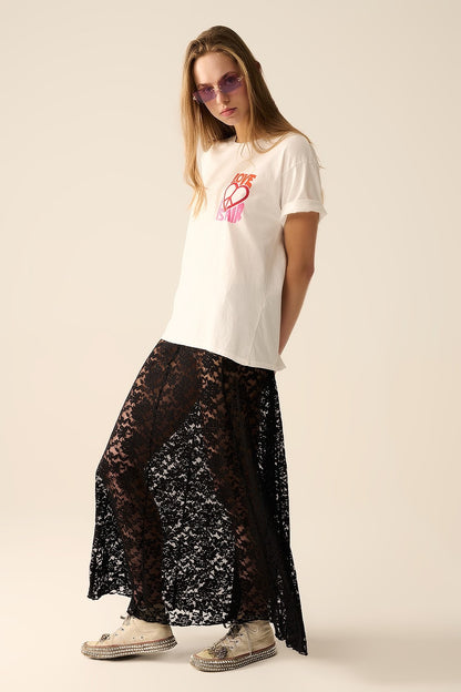 NEW!! Flowy Black Lace Maxi Skirt