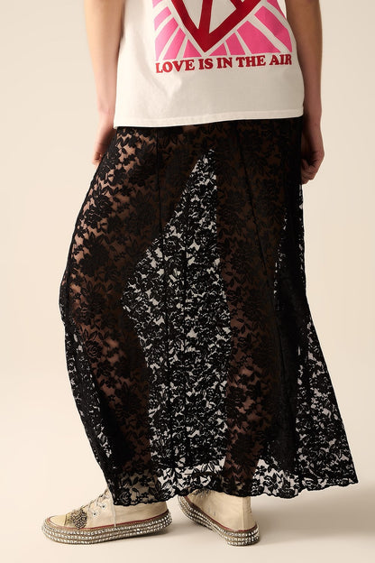 NEW!! Flowy Black Lace Maxi Skirt