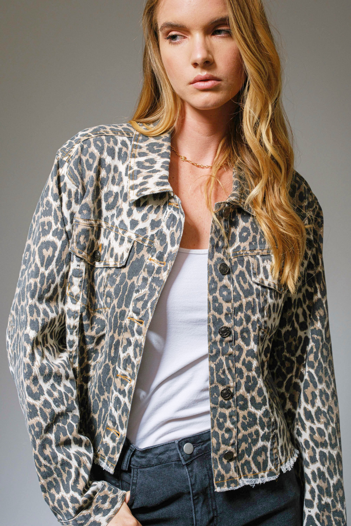 NEW!! Denim Leopard Print Jacket