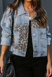 NEW!! Denim Jacket with Leopard Print