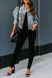 NEW!! Denim Jacket with Leopard Print