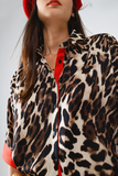 NEW! Relaxed Leopard Print Shirt with 3/4 Sleeves and Red