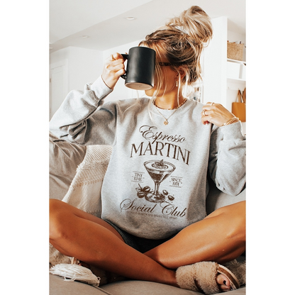 NEW!! Espresso Martini Social Club Sweatshirt in Heather Grey