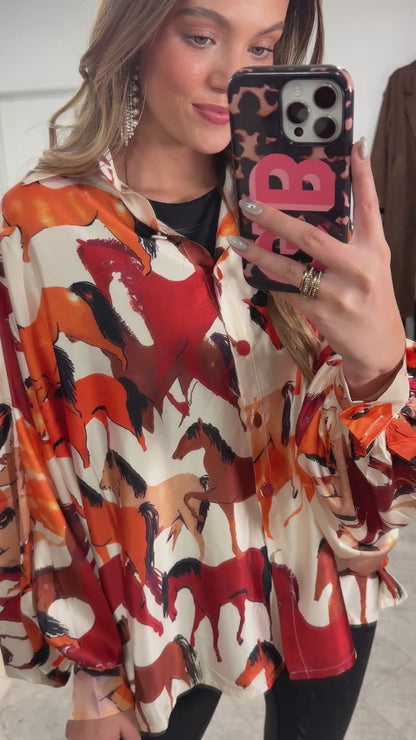 NEW!! Horseprint Satin Top in Multi