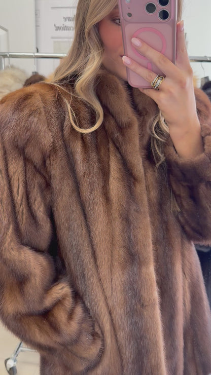 #10 Vintage Yves Saint Laurent Mahogany Mink Jacket, Size Small/Medium