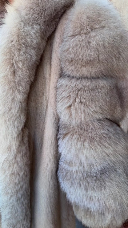 #101 Vintage Pastel Mink Coat w/ Fox Tuxedo Size Medium