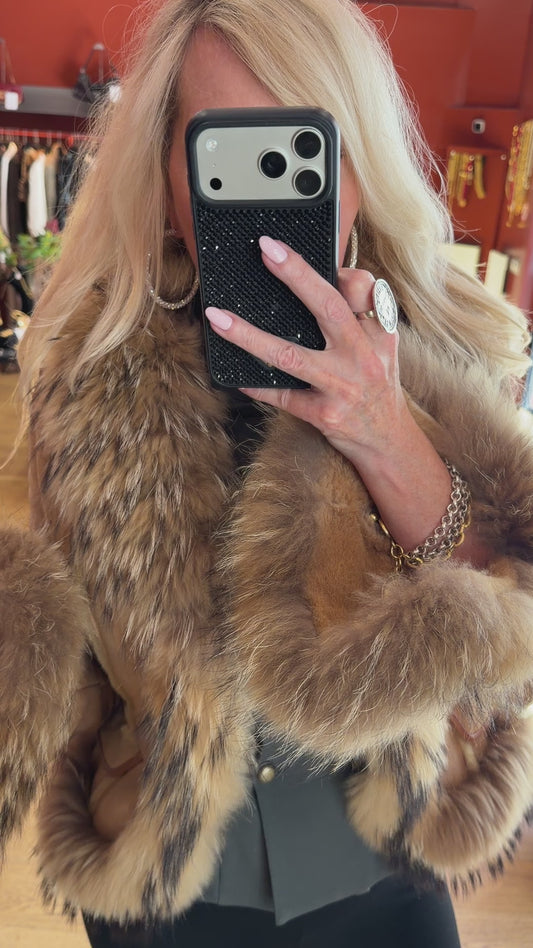 #111 Vintage Lambskin & Fox Jacket Size Medium