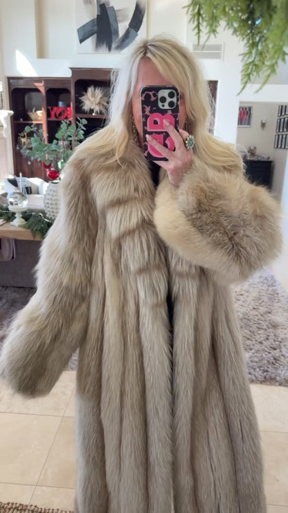 #35 Vintage White Fox Full Length Coat