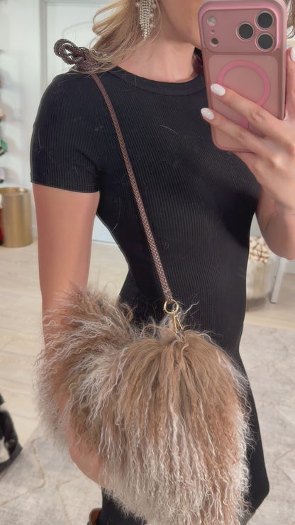 Genuine Vintage Mongolian Lamb Fur Bag