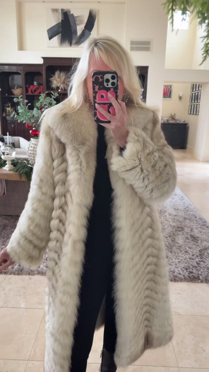 #27 Vintage White Fox Long Coat