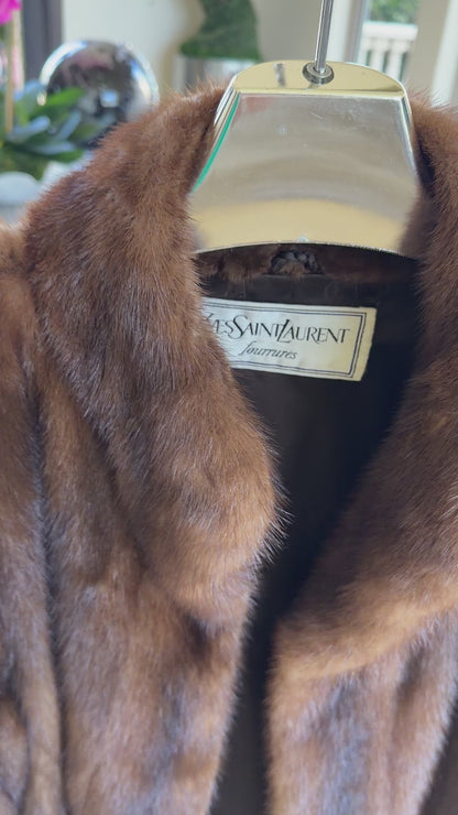 #10 Vintage Yves Saint Laurent Mahogany Mink Jacket, Size Small/Medium