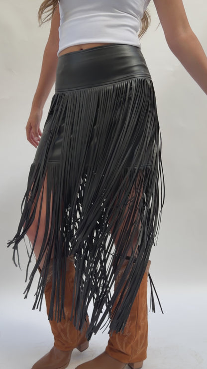 "Runway" Leather Fringe Skirt - PREORDER