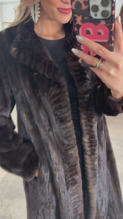#29 Vintage Mahogany Mink Fur Coat Size Small