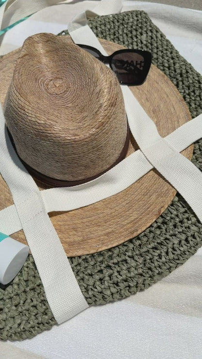 Hat Carrying Beach Bag in Olive