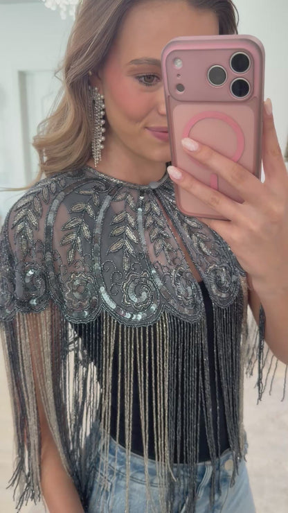 NEW!! VIP Beaded Cape in Navy