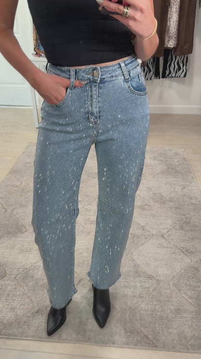 NEW!! The Westgate Light Denim Barrel Rhinestone Jean