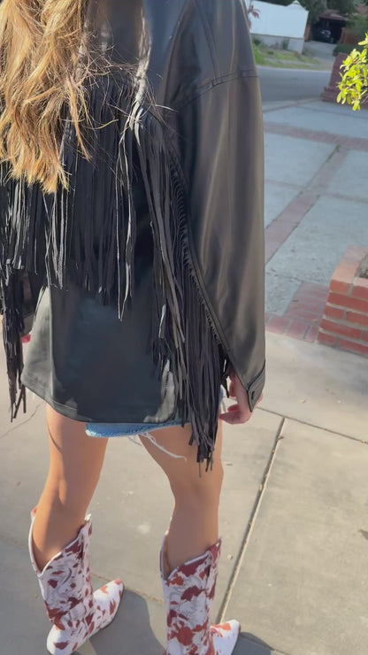 NEW!! Phoenix Faux Leather Fringe Jacket