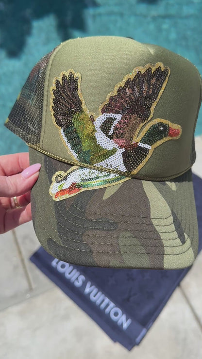 NEW!! The Sequin Patch & Camouflage Trucker Hat