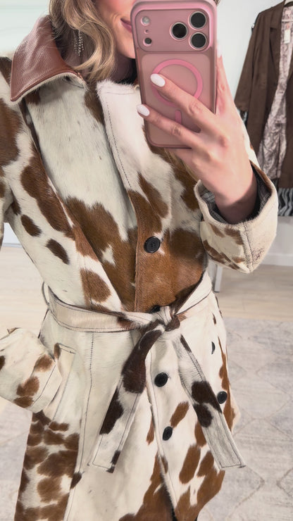 LIMITED EDITION! Cowhide Trench Coat #1 Size Small