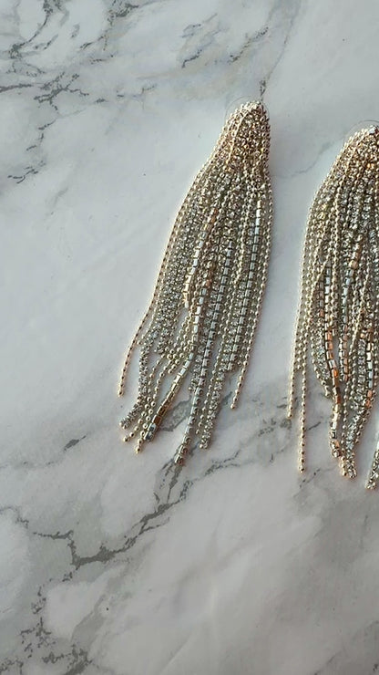 The “Marilyn” Crystal & Fringe Earring