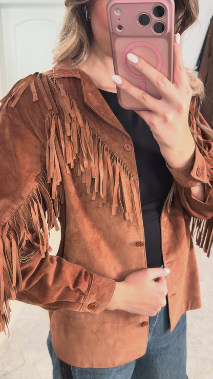 Vintage Suede Fringe Jacket Size Small