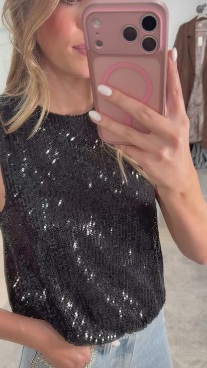 FINAL SALE!! Black Sequin Top