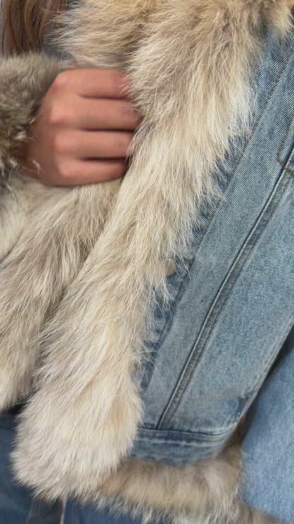 LIMITED EDITION! Denim Jacket w/ Vintage Coyote Trim