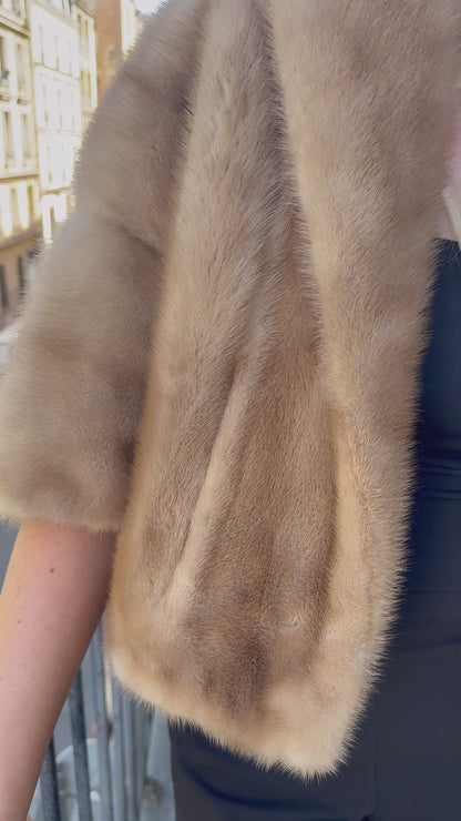 #105 Vintage Pastel Mink Cropped Jacket Size Small/Medium