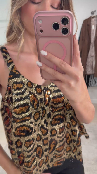 FINAL SALE!! Cheetah Sequin Top