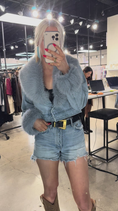 NEW!! Harley Fur Trim Denim Jacket in Denim