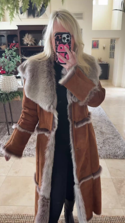 #16 Vintage Shearling Lambskin & Fur Long Coat
