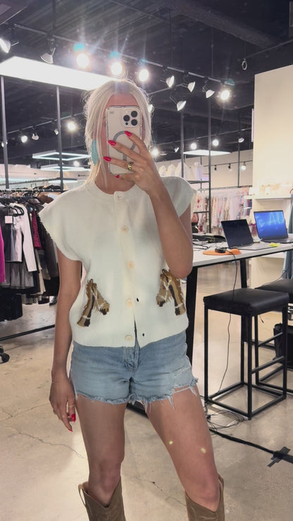 NEW!! Horse Cardigan Vest in Cream