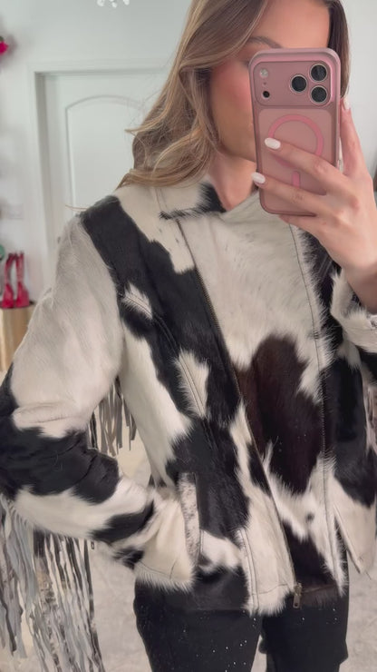 NEW!! Cowhide Jacket with Fringe #2 - Size Small
