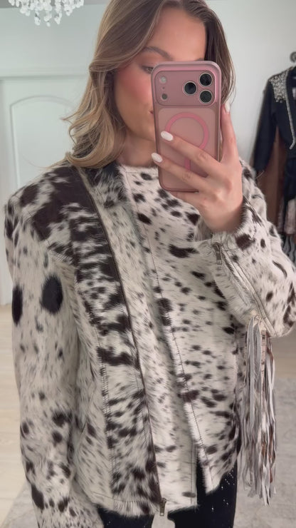 NEW!! Cowhide Jacket with Fringe #1 - Size Large