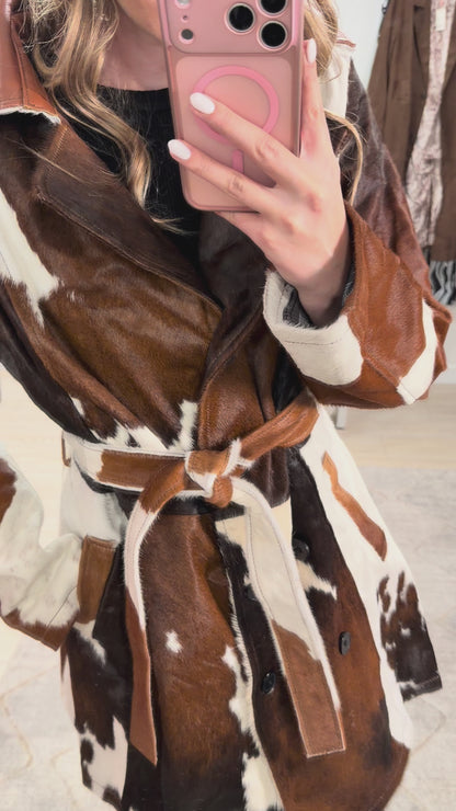 Cowhide Trench Coat #4 Size Large