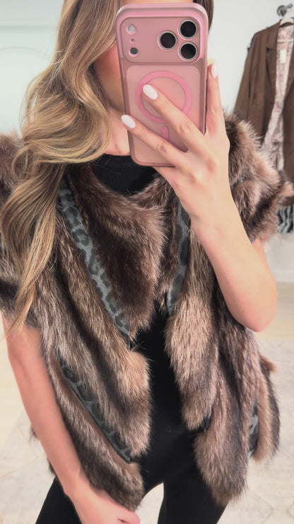 #GB8 Vintage Fox Vest W/ Cheetah Details