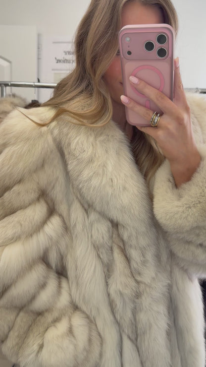 #24 Vintage Blue Fox Coat Size M/L