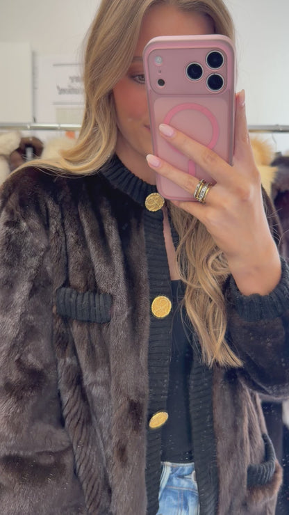 #33 Vintage Mahogany Mink Cardigan Size S/M
